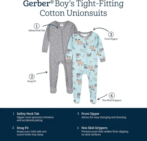 Vista 4 de Gerber - Pijamas con cobertura hasta los pies para bebé, niño - 4