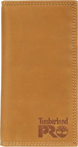 Vista 4 de Timberland PRO Cartera de cuero RFID para hombre con doble pliegue estilo rodeo, Marrón oscuro