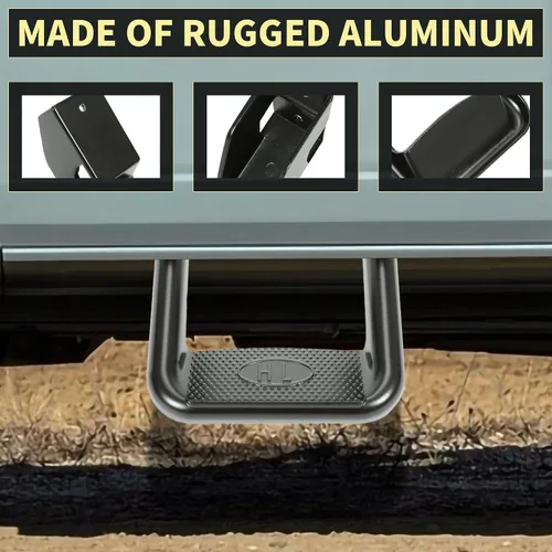 Vista 3 de KUAFU Escalón lateral compatible con Chevrolet Toyota Ford Dodge Jeep GMC Nissan Mazda 1967-2020 aluminio 2 piezas de escalón lateral para Negro