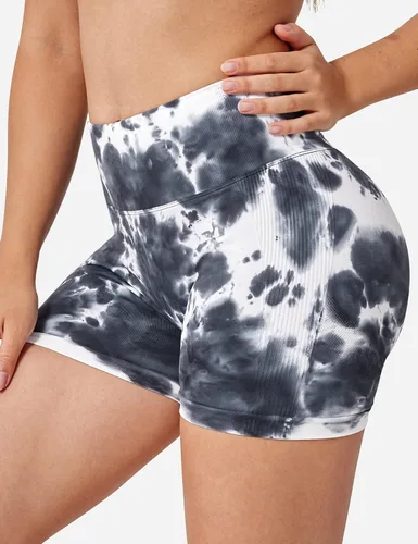 Vista 2 de YEOREO Pantalones cortos profesionales de entrenamiento para mujer, 3.6 pulgadas, pantalones cortos sin costuras, cintura alta, contorno, gimnasio