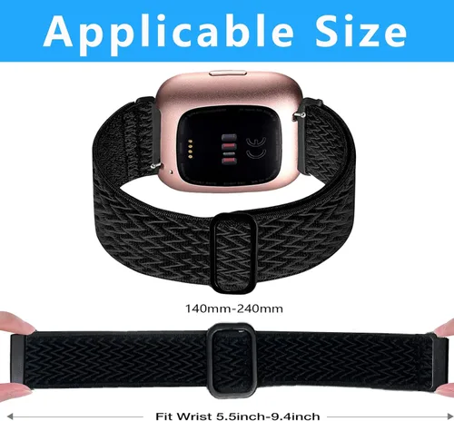 Vista 4 de Attbbon Banda elástica compatible con correas Fit Bit Versa/Fit Bit Versa Lite, correas deportivas de nailon elástico transpirables y ajustables