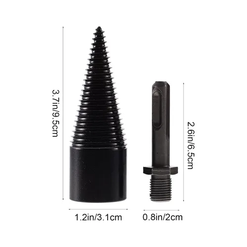 Vista 5 de 4pcs Wood Log Splitter Drill Bit Set with 3 Detachable Handles (Round, Square, Hex) 32mm Carbon Steel Firewood Splitting Tool for Electric Hammer