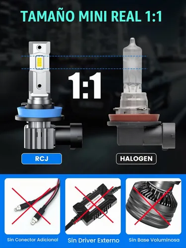 Vista 4 de RCJ H11 Bulbs, 16000LM Super Bright 6000K Cool White