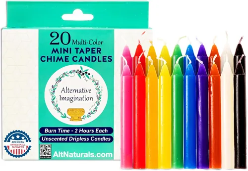 Vista 12 de Alternative Imagination Blue Chime Candles - Paquete de 20 mini velas cónicas sin perfume de 4 pulgadas, velas rituales de larga duración sin goteo