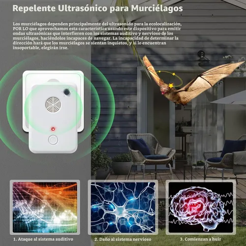 Vista 2 de Dispositivos de disuasión de murciélagos: Plug in Bat Disuasorio para Ático, Exterior e Interior - Sistema de eliminación de murciélagos