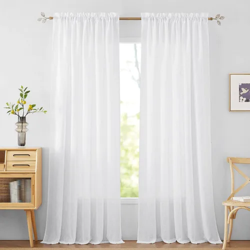 Vista 118 de RYB HOME - Cortinas de lino texturizado semitranslúcidas, privacidad media, filtro de luz, decoración de ventana para dormitorio/baño/sala de estar