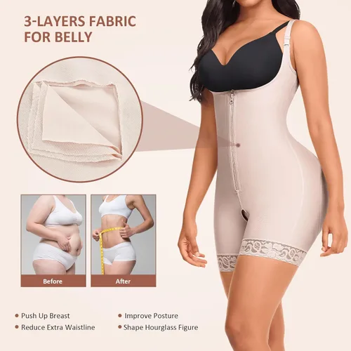 Vista 3 de Faja moldeadora para mujer, con control de abdomen, talla grande, para levantar glúteos y adelgazar muslos