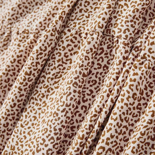 Vista 6 de IFFEI Vestidos de verano para mamá y yo, estilo bohemio, a juego, con volantes, manga abombada, cintura alta, vestido largo por debajo
