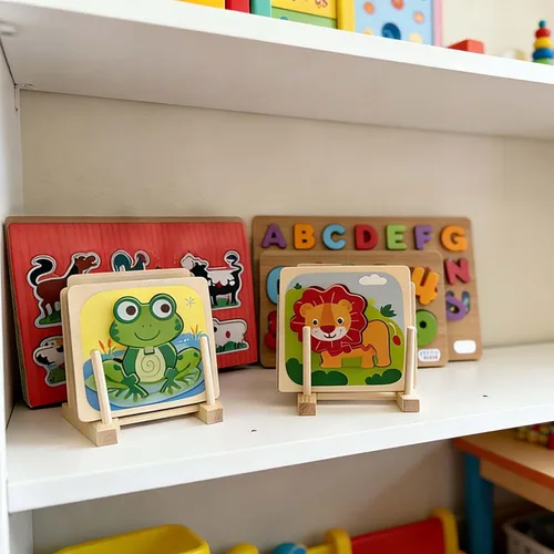 Vista 3 de Estantería de madera para niños, 2 unidades, estantes de exhibición de libros para niños, adecuado para habitaciones de niños, guardería y aula
