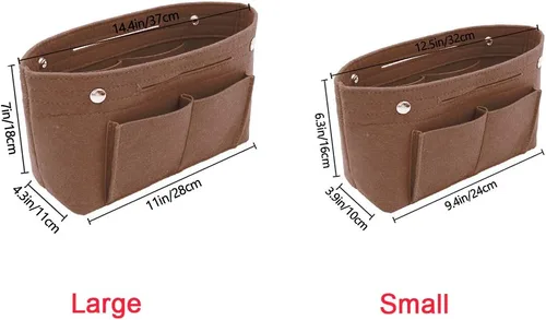 Vista 6 de VANCORE Organizador de fieltro para bolso, organizador de bolso estrecho, bolsa de viaje para cosméticos, para mujeres, café, grande