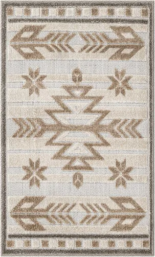Vista 3 de Unique Loom Outdoor Modern Collection - Alfombra de área - Albuquerque (2' x 3' 1" Rectángulo Beige/Marrón)