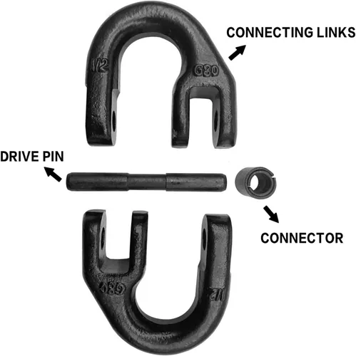 Vista 3 de 2 piezas de bloqueo de martillo de cadena de seguridad de enganche de remolque de 1/2 pulgada con conector de cadena, enlace de acoplamiento