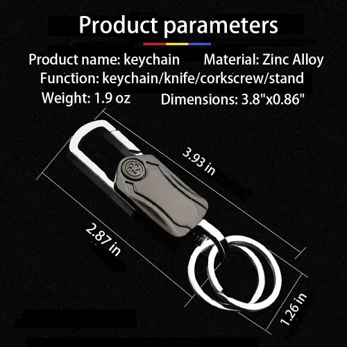 Vista 2 de Multifunctional Heavy Duty Keychain, Car Keychain, Wearable Type Keychain for Men and Women with 2 Keyrings