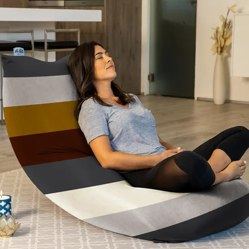 Vista 4 de Yogibo Puf corto para adultos, niños y adolescentes con relleno, suave, afelpado, cómodo, sensorial, sofá biplaza, funda lavable, neutro brillante