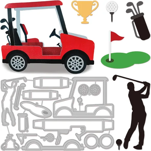 Vista 8 de GLOBLELAND Troqueles de corte de golf para manualidades, álbumes de recortes, deportes, troqueles para hacer tarjetas, decoración de sobres de álbum
