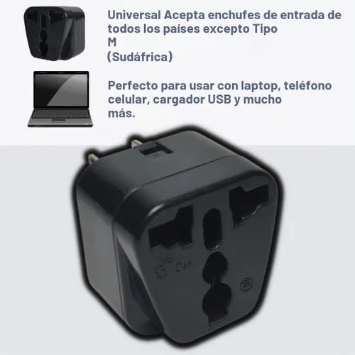 Vista 3 de Adaptador de corriente universal internacional convertidor de punta de enchufe - Convertir Europa, EU/UK/CN/AU a Estados Unidos - Ideal
