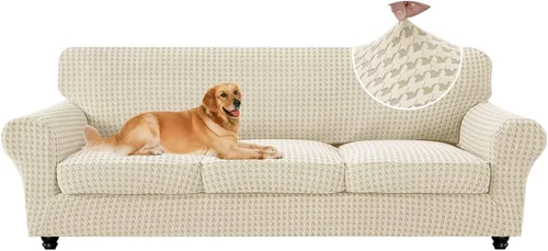 Vista 90 de MAXIJIN 2 fundas elásticas para sillón de sala de estar, fundas gruesas y suaves con brazos para perros, mascotas, protector de sofá individual
