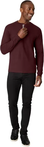Vista 5 de Hanes Beefy-T - Camisetas de algodón para hombre, con cuello henley y manga larga