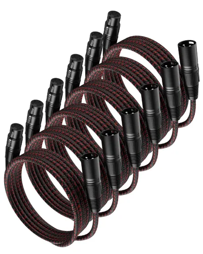 Vista 8 de Cable corto XLR, cable de micrófono de 1 pie, paquete de 2 unidades, toda la longitud de 6 pulgadas a 100 pies, cable de micrófono equilibrado
