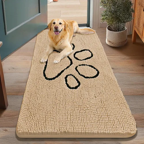Vista 48 de Smiry Tapete para puerta de perro para patas fangosas, absorbente y Gris y negro
