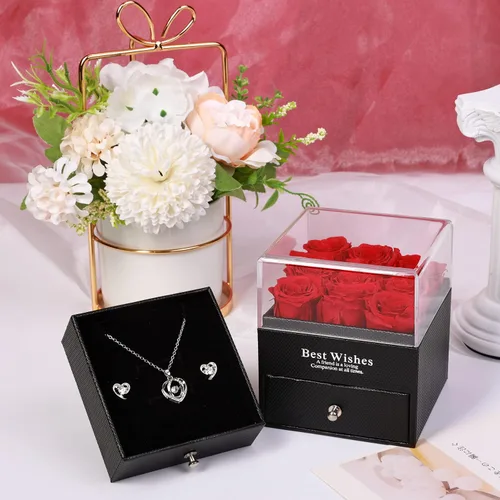 Vista 4 de ANLONOB - Rosas reales preservadas, regalos para mujeres, mamá, novia, esposa, flores de amor para siempre, regalos románticos en cumpleaños