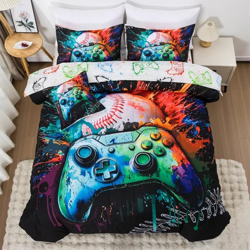 Vista 17 de Aimuan Gamer Gaming Juegos de Ropa de Cama Juegos de Edredón 3D Gamepad para Niños Consola de Juegos Botones de Acción Novedoso Controlador de Juego