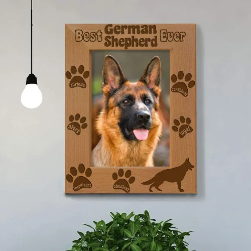 Vista 5 de KATE POSH Marco de fotos Best German Shepherd Ever, regalos para amantes de los perros, regalos para cachorros, regalos conmemorativos, marco
