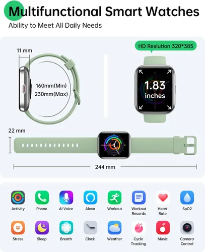 Vista 6 de Relojes inteligentes para mujeres y hombres – Reloj inteligente compatible con iPhone Android, Alexa, alertas de llamadas y notificaciones