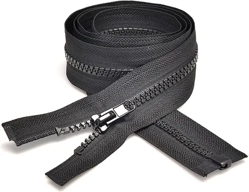 Vista 8 de Sawoake - 2 cremalleras separadoras #5 de 6 pulgadas para coser abrigos, chaqueta con cremallera, cremalleras de plástico moldeado negro a granel
