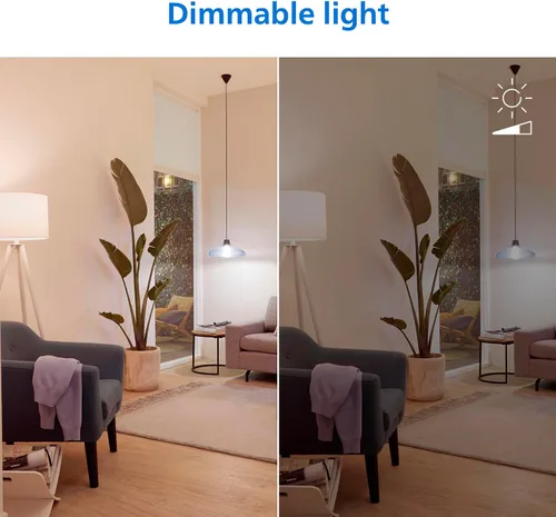 Vista 12 de Philips Smart Lighting - Bombillas conectadas, paquete de 2, color A19 60W 800LM E26 luces LED para interiores, bombillas inteligentes con detección