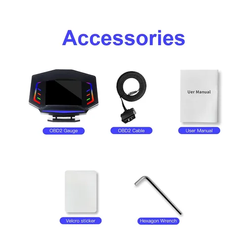 Vista 9 de AP-8 - Pantalla frontal para coche, sistema dual universal OBD2, modo GPS, medidor de pendiente HUD, medidor inteligente multifunción con luz