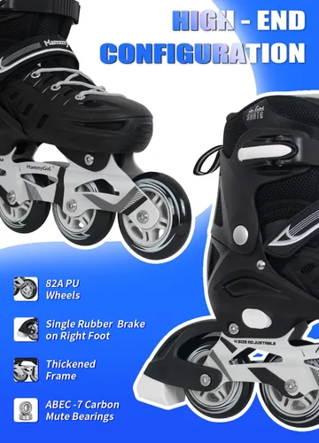 Vista 3 de MammyGol - Patines en línea ajustables para adultos, patines seguros y duraderos con ruedas gigantes, patines profesionales de alto rendimiento