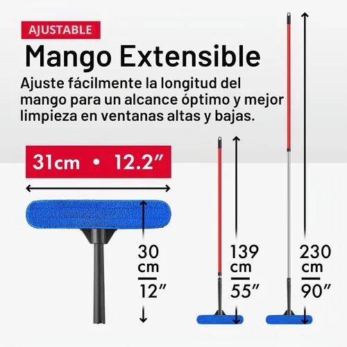 Vista 5 de Tyroler - Kit de lavado de ventanas con barra de extensión de 4.5 a 7.5