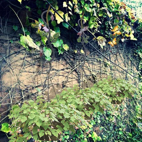 Vista 7 de Ganchos en S resistentes, ganchos grandes para plantas al aire libre, ganchos decorativos de metal para colgar macetas de jardín, cestas de flores