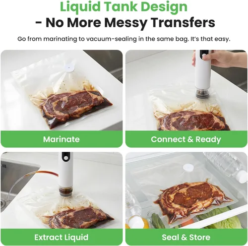 Vista 4 de Sellador al vacío compacto para alimentos - De mano, USB-C, 30 bolsas