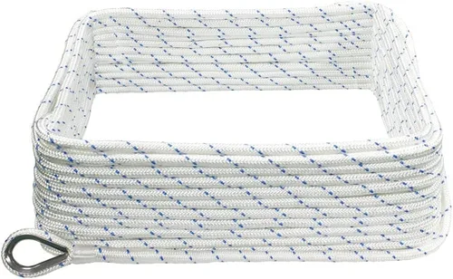Vista 4 de Extreme Max 3006.2514 BoatTector - Línea de anclaje de nailon con doble trenza con dedal, 1/2" x 150', color blanco con trazador azul Blanco con azul