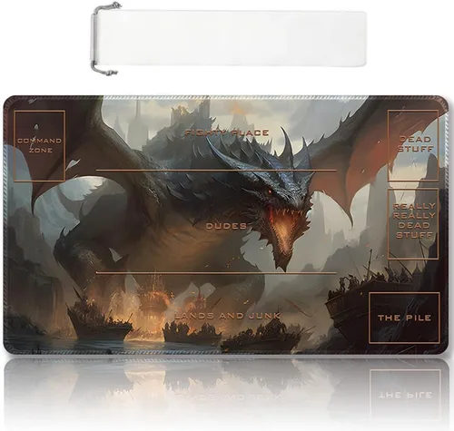 Vista 56 de Tapete de juego MTG cosido de alta calidad con zonas y parte trasera de goma antideslizante, tapete de juego TCG para MTG y otros juegos de cartas