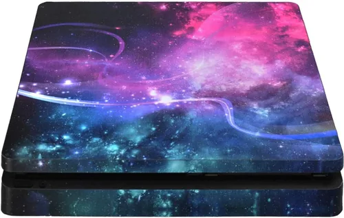 Vista 6 de eXtremeRate Juego completo de calcomanías de piel para placa frontal y 2 barras de luz LED para Playstation4 Slimpara PS4 Slim Console y 2 fundas