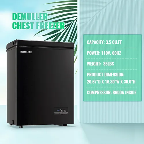 Vista 9 de DEMULLER Congelador de pecho pequeño y profundo con cesta extraíble, congelador compacto con panel de control digital, rango de temperatura de -12℉