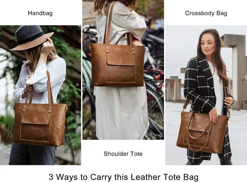Vista 16 de S-ZONE Bolso bandolera vintage de cuero genuino para mujer