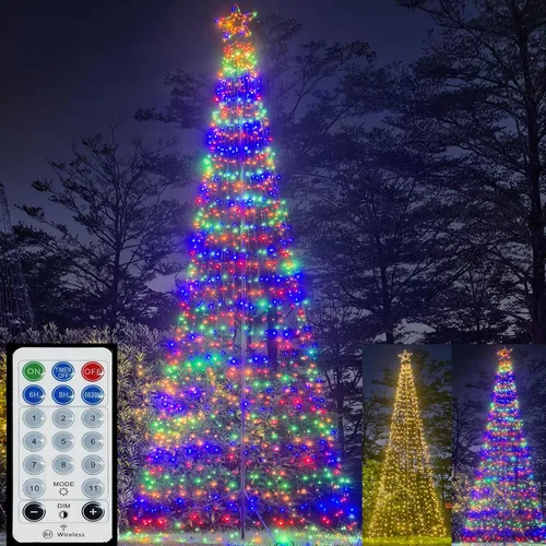 Vista 7 de Fairyrain Iluminación exterior de 15 pies para árbol de Navidad Arbol de Multicolor