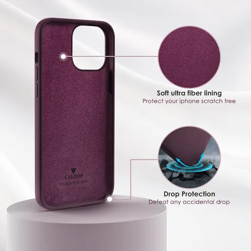 Vista 7 de CALOOP Funda delgada para iPhone 13 Pro Max, silicona líquida suave a la piel, marco duro resistente a prueba de golpes, con forro de microfibra