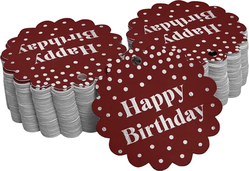 Vista 53 de Etiquetas de papel para colgar con texto en inglés «Happy Birthday» (50 unidades)
