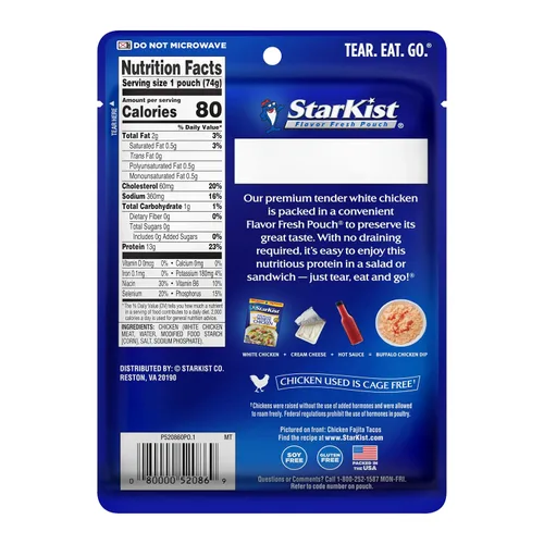 Vista 2 de StarKist Pollo blanco premium, bolsa de 2.6 onzas, paquete de 1