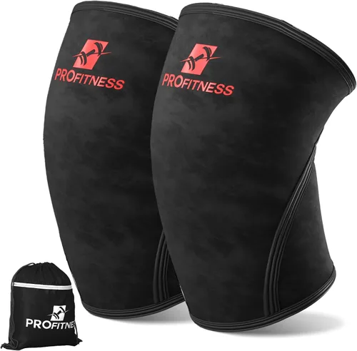 Vista 6 de Rodilleras ProFitness para levantamiento de pesas para hombres y mujeres - Rodillera de neopreno premium de 7 mm para levantamiento de pesas