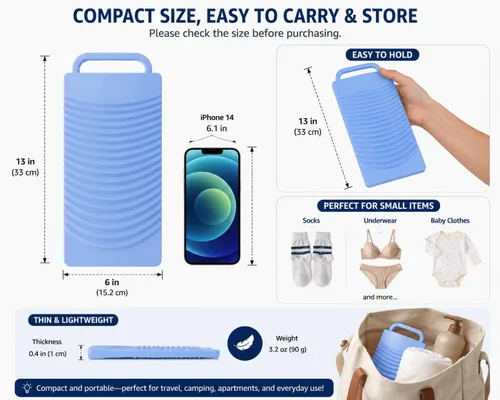 Vista 4 de JapanBargain, Tabla de lavado de plástico japonesa portátil para entrenamiento de niños, viajes y campamento, 13 x 6 pulgadas, fabricada en Japón