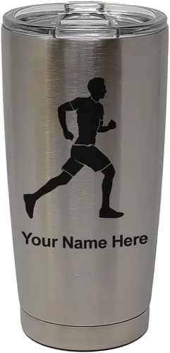 Vista 28 de LaserGram Personalized 20oz Tumbler, Running Man (Black)