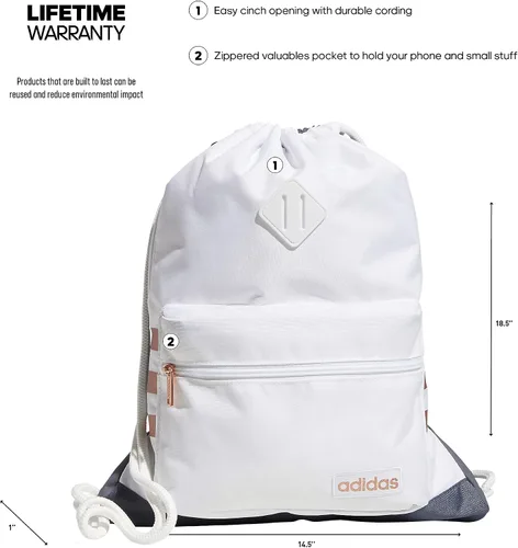 Vista 2 de adidas Classic 3s Sackpack, BlancoOro rosa, Mochila clásica 3s
