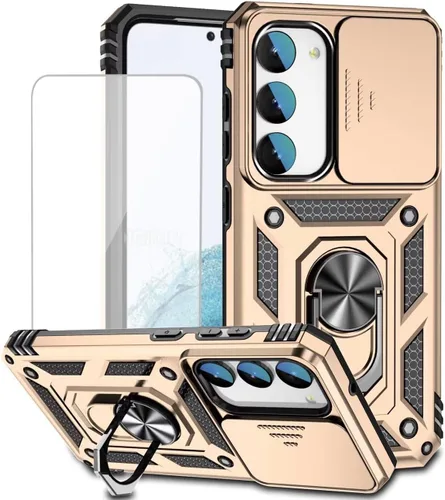 Vista 13 de Funda para Galaxy S23, Samsung S23 S911U con protector de pantalla de vidrio templado y cubierta para cámara deslizante, anillo magnético soporte