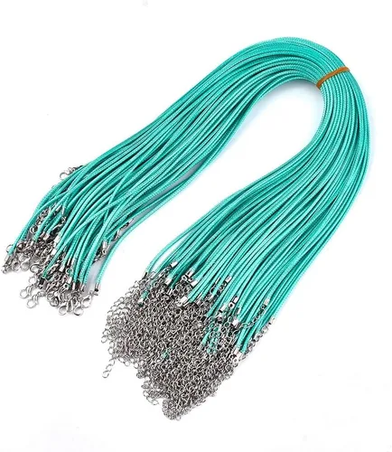 Vista 11 de 100 piezas de cordón encerado de 17 a 19 pulgadas, cuerda trenzada ajustable, para collares, colgantes para hacer joyas, cadenas con cierre de Azure